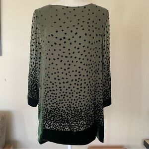 Doncaster Silk Rayon Blend Green Velvet Women's Blouse (Size 10)